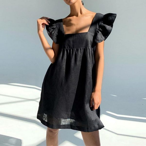 women's swimwear fashion square neck ruffle mini dress women holiday summer sundress thin beach backless party vestidos robe, White;black
women's swimwear fashion square neck ruffle mini dress women holiday summer sundress thin beach backless party vestidos robe, White;black