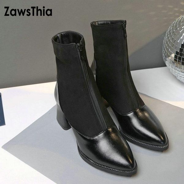 boots zawsthia 2021 chunky black pointed toe woman winter shoes elastic stretch fabric women ankle with zipper in front
boots zawsthia 2021 chunky black pointed toe woman winter shoes elastic stretch fabric women ankle with zipper in front