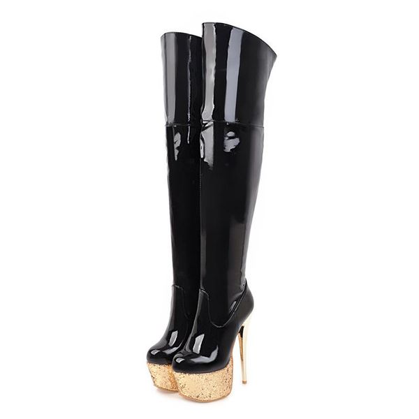boots fashion women patent leather night club laides super high heels 15 cm party thigh plus size 33-44, Black
boots fashion women patent leather night club laides super high heels 15 cm party thigh plus size 33-44, Black
