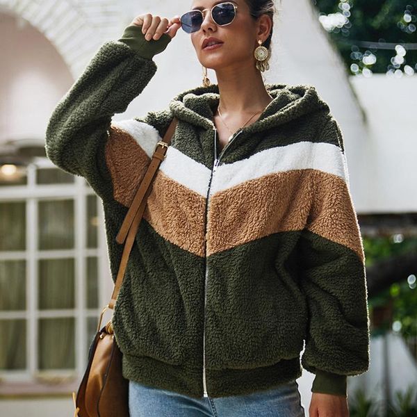 women's jackets plush ladies autumn winter hooded jacket loose long sleeve coat with zipper warm female outwear, Black;brown
women's jackets plush ladies autumn winter hooded jacket loose long sleeve coat with zipper warm female outwear, Black;brown