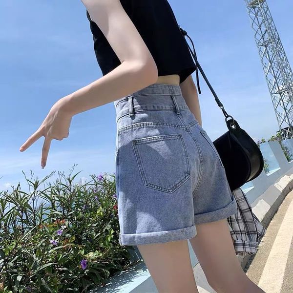 women's shorts super high waist denim 2021 summer new loose light a-line slim trend pants, White;black
women's shorts super high waist denim 2021 summer new loose light a-line slim trend pants, White;black