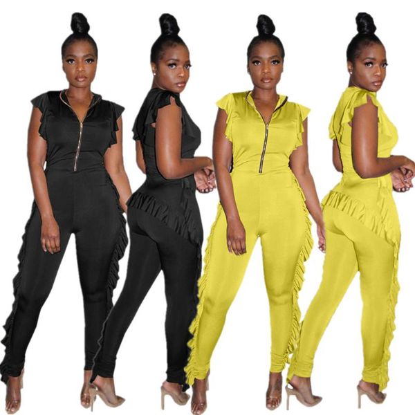 women's jumpsuits & rompers 2021 summer women ruffle side splice zipper up party pencil long jumpsuit night club 2 color yt3130, Black;white
women's jumpsuits & rompers 2021 summer women ruffle side splice zipper up party pencil long jumpsuit night club 2 color yt3130, Black;white