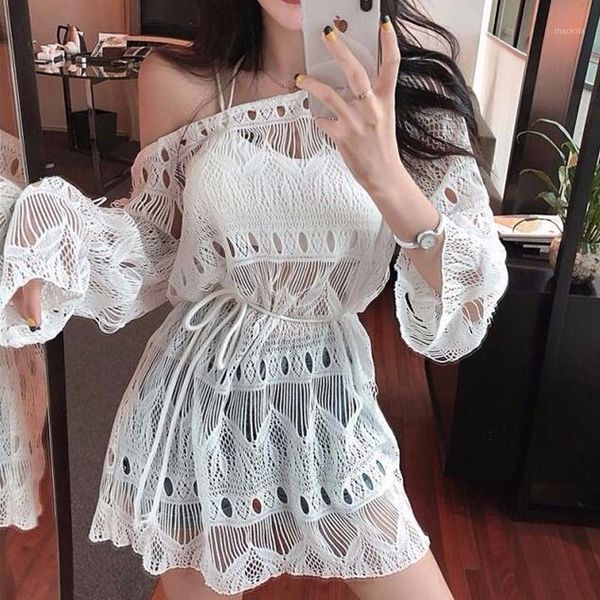 summer hollow swimming cover up beach wear dress women short lace crochet tunic see through holiday mini dresses casual, Black;gray
summer hollow swimming cover up beach wear dress women short lace crochet tunic see through holiday mini dresses casual, Black;gray