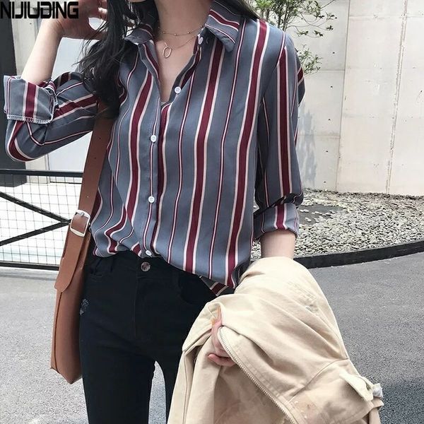 shirts for women's spring autumn striped long sleeve loose cardigan bottoming blouses female plus size 4xl 210514, White
shirts for women's spring autumn striped long sleeve loose cardigan bottoming blouses female plus size 4xl 210514, White