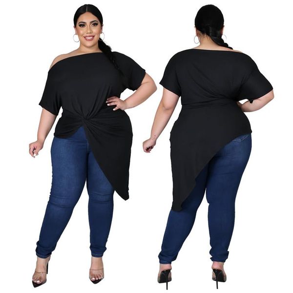 women's t-shirt design summer short sleeve tee casual skew collar women black color, White
women's t-shirt design summer short sleeve tee casual skew collar women black color, White