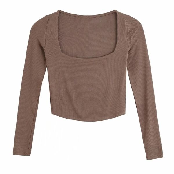 autumn women square collar knitting short t shirt casual femme o neck long sleeve crop t1380 220312, White
autumn women square collar knitting short t shirt casual femme o neck long sleeve crop t1380 220312, White