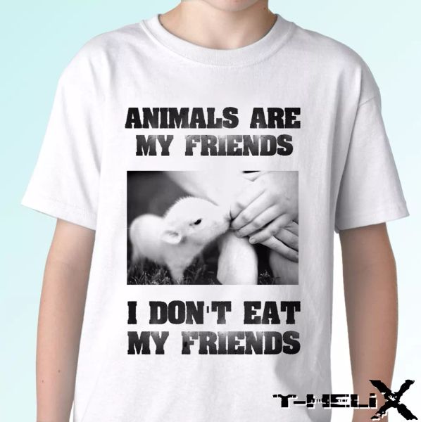 dont eat friends - white t shirt vegan vegetarian veggie tee - all sizes, White;black
dont eat friends - white t shirt vegan vegetarian veggie tee - all sizes, White;black