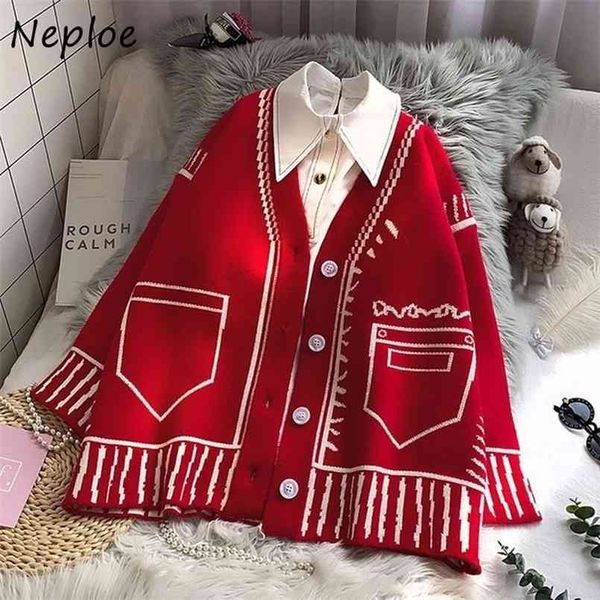 neploe korean chic painted cardigans autumn loose knitted swteater v-neck single breasted femme jackets 1g849 210812, White
neploe korean chic painted cardigans autumn loose knitted swteater v-neck single breasted femme jackets 1g849 210812, White