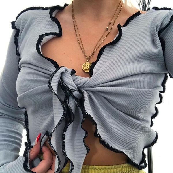 women's t-shirt women long sleeve lace-up ladies fashion crop for party daily wear, White
women's t-shirt women long sleeve lace-up ladies fashion crop for party daily wear, White