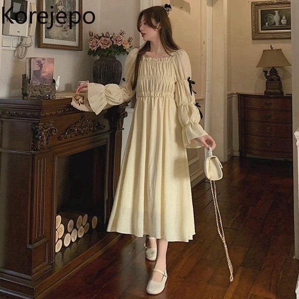 casual dresses korejepo women dress 2021 autumn french gentle sweet fairy female square collar trumpet sleeve bowknot solid slim long, Black;gray
casual dresses korejepo women dress 2021 autumn french gentle sweet fairy female square collar trumpet sleeve bowknot solid slim long, Black;gray
