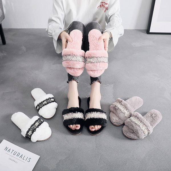 2020 fashion pearl women house slippers women winter warm shoes woman slip on flats slides female faux fur slippers wholesale, Black
2020 fashion pearl women house slippers women winter warm shoes woman slip on flats slides female faux fur slippers wholesale, Black