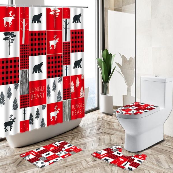 shower curtains elk bear tree curtain christmas themed bathroom set black white red striped check non-slip carpet toilet cover floor mat
shower curtains elk bear tree curtain christmas themed bathroom set black white red striped check non-slip carpet toilet cover floor mat