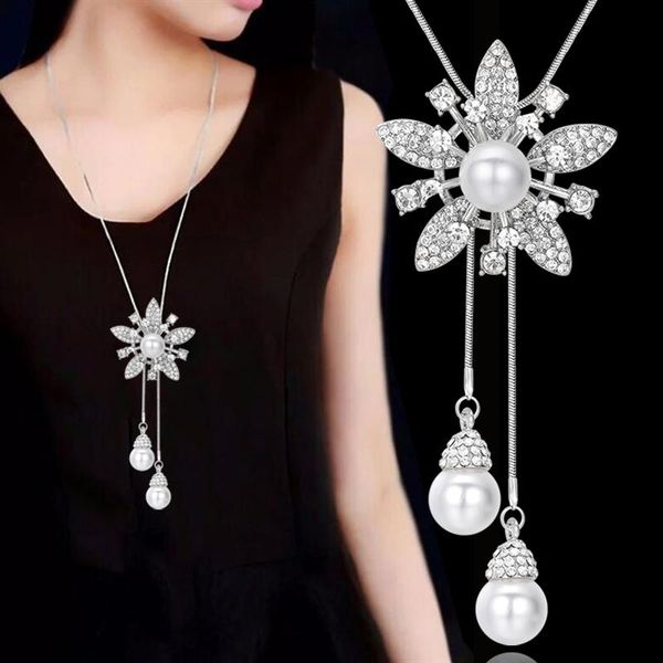 pendant necklaces meyfflin simulated pearl choker necklace fashion women flower long jewelry crystal sweater chain bijoux gifts, Silver
pendant necklaces meyfflin simulated pearl choker necklace fashion women flower long jewelry crystal sweater chain bijoux gifts, Silver