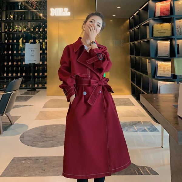 women's trench coats fake two wine red british windbreaker middle and long spring autumn 2021 korean loose thin coat, Tan;black
women's trench coats fake two wine red british windbreaker middle and long spring autumn 2021 korean loose thin coat, Tan;black