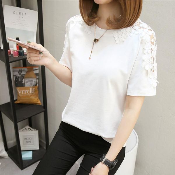 women's t-shirt summer korean loose solid round neck bottomed shirt short sleeve hollow out white off shoulder
women's t-shirt summer korean loose solid round neck bottomed shirt short sleeve hollow out white off shoulder