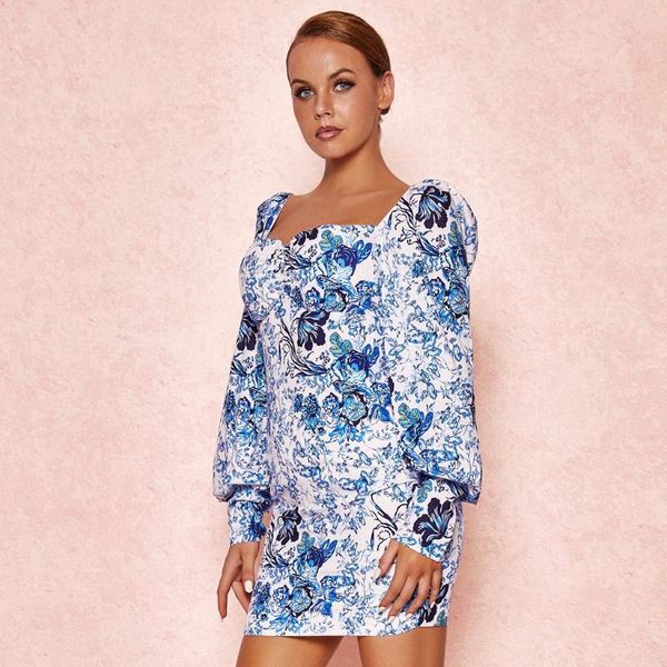 autumn and winter blue + white print puff sleeve mini dress casual dresses, Black;gray
autumn and winter blue + white print puff sleeve mini dress casual dresses, Black;gray