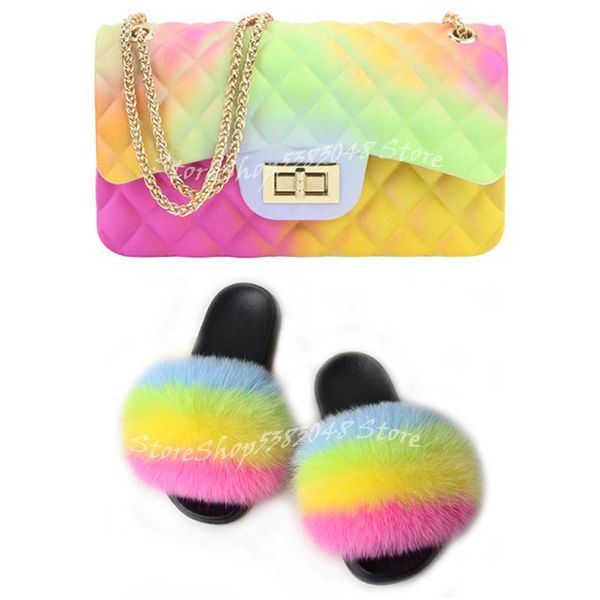 slippers colorful fur fashion women slides mixed color jelly bag vogue shoulder bags purse ladies handbag set, Black
slippers colorful fur fashion women slides mixed color jelly bag vogue shoulder bags purse ladies handbag set, Black