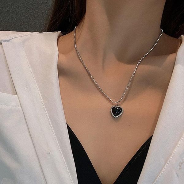 pendant necklaces u-magical statement black titanium steel love heart necklace for women round beads metallic chain jewellery, Silver
pendant necklaces u-magical statement black titanium steel love heart necklace for women round beads metallic chain jewellery, Silver