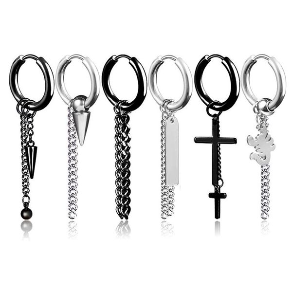 hoop & huggie 1pc cross skeleton star stainless steel earrings punk black metal color tassels chain pendant jewelry e320, Golden;silver
hoop & huggie 1pc cross skeleton star stainless steel earrings punk black metal color tassels chain pendant jewelry e320, Golden;silver