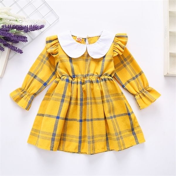 girl's dresses baby girls autumn long sleeve plaid toddler kids doll collar yellow a-line knee-length spring fashion princess dress 102, Red;yellow
girl's dresses baby girls autumn long sleeve plaid toddler kids doll collar yellow a-line knee-length spring fashion princess dress 102, Red;yellow
