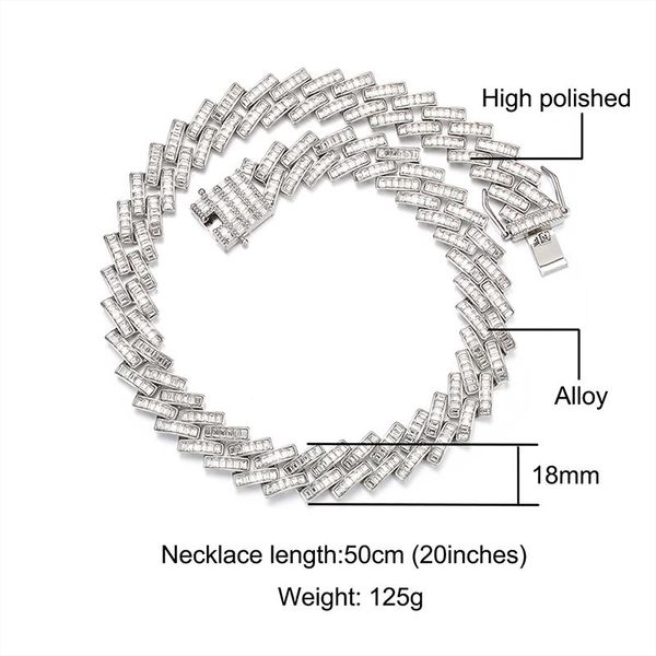 chains hip hop 18mm iced out paved rhinestones baguette thick cuban prong chain cz bling rapper necklaces for men women jewelry, Silver
chains hip hop 18mm iced out paved rhinestones baguette thick cuban prong chain cz bling rapper necklaces for men women jewelry, Silver