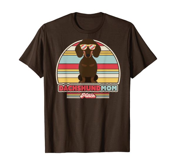 dachshund mom shirt. retro style t-shirt, White;black