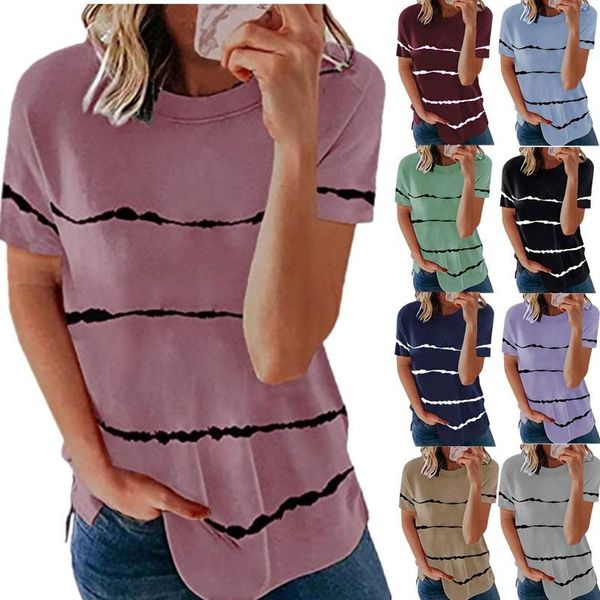 spring/summer european and american short-sleeved t-shirt women's striped pattern loose round neck ladies o-neck, White
spring/summer european and american short-sleeved t-shirt women's striped pattern loose round neck ladies o-neck, White