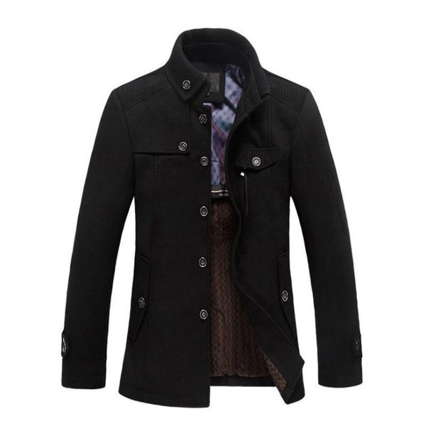 men's wool coats & jackets winter single breasted mid-long overcoat british style windbreaker casual woolen coat blends, Black
men's wool coats & jackets winter single breasted mid-long overcoat british style windbreaker casual woolen coat blends, Black
