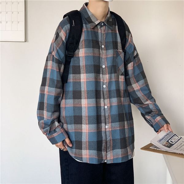 men's casual shirts autumn plaid fashion retro men streetwear wild loose korean long sleeve mens dress s-3xl aj9w, White;black
men's casual shirts autumn plaid fashion retro men streetwear wild loose korean long sleeve mens dress s-3xl aj9w, White;black