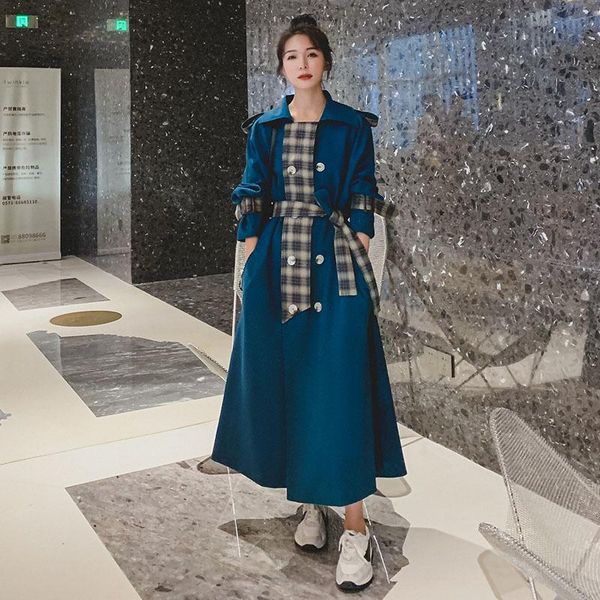 women's trench coats coat female spring autumn jacket plaid stitching contrast color windbreaker long big size loose ladies cloak, Tan;black
women's trench coats coat female spring autumn jacket plaid stitching contrast color windbreaker long big size loose ladies cloak, Tan;black