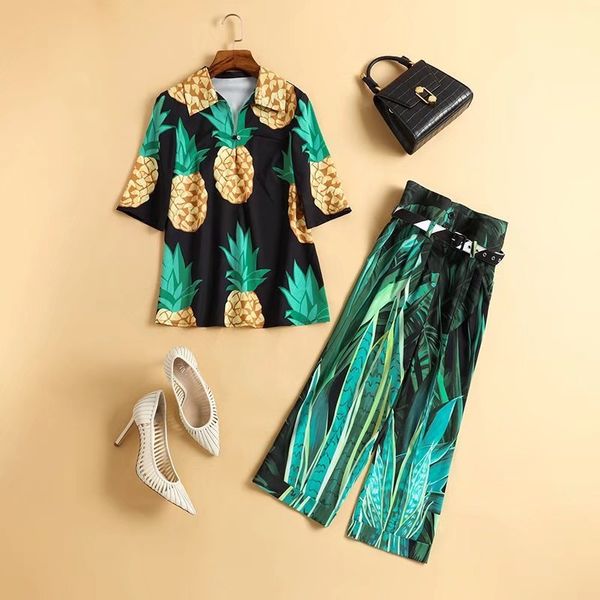 dress european and american women's dresses for spring pineapple print shirt five-cent sleeve nine minutes of pants suit 5pao, White
dress european and american women's dresses for spring pineapple print shirt five-cent sleeve nine minutes of pants suit 5pao, White