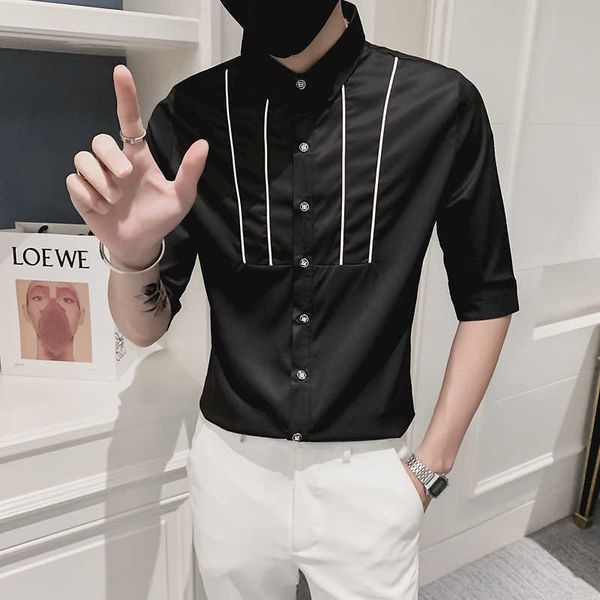 summer short sleeve shirts men slim fit casual shirt fashion streetwear clothes camisa masculina social party chemise homme 210527, White;black
summer short sleeve shirts men slim fit casual shirt fashion streetwear clothes camisa masculina social party chemise homme 210527, White;black
