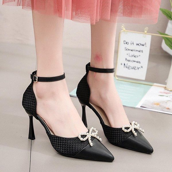 dress shoes women pearl bow thin high heels party pointed toe ankle strap patchwork pumps spring summer style, Black
dress shoes women pearl bow thin high heels party pointed toe ankle strap patchwork pumps spring summer style, Black