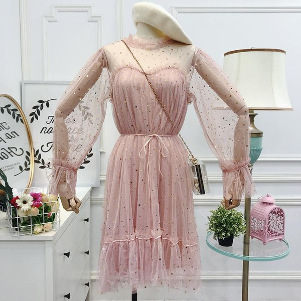 casual dresses autumn style fashion brands women's clothing mesh perspective dress sequined loose woman sweet vestidos femininos, Black;gray
casual dresses autumn style fashion brands women's clothing mesh perspective dress sequined loose woman sweet vestidos femininos, Black;gray