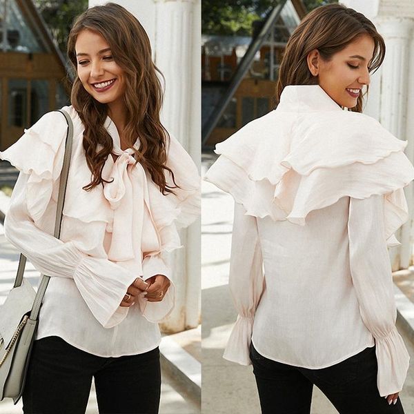 women's blouses & shirts women autumn fashion shirt sweet office style long sleeve, White
women's blouses & shirts women autumn fashion shirt sweet office style long sleeve, White