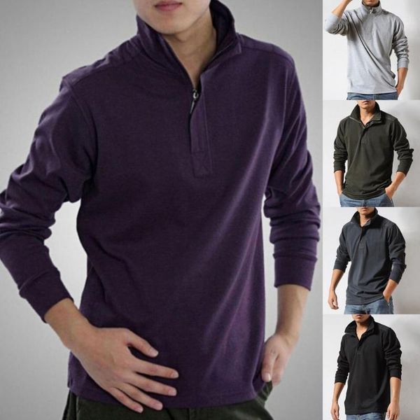 men's casual shirts solid color t shirt men autumn winter long sleeve zipper stand collar t-shirts pullover streetwear, White;black 
men's casual shirts solid color t shirt men autumn winter long sleeve zipper stand collar t-shirts pullover streetwear, White;black