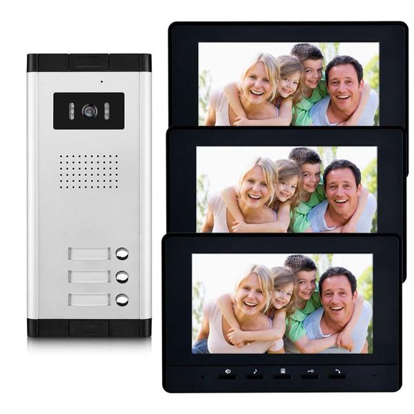 

video door phones 2/3/4 units apartment intercom system phone hd camera 7" monitor doorbell for 2-4 household