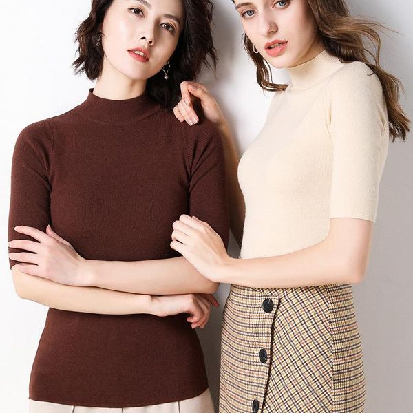 spring half high neck women sweater soild color silm kintted fashion sleeve female casual pullovers basic clothes women's sweaters, White;black
spring half high neck women sweater soild color silm kintted fashion sleeve female casual pullovers basic clothes women's sweaters, White;black