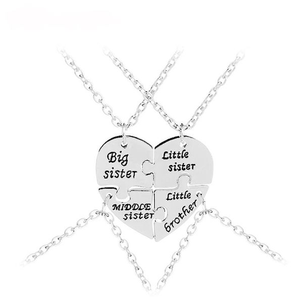 pendant necklaces big middle little sister brother for 4 heart broken cubs baby with one necklace stitching jewelry children, Silver
pendant necklaces big middle little sister brother for 4 heart broken cubs baby with one necklace stitching jewelry children, Silver
