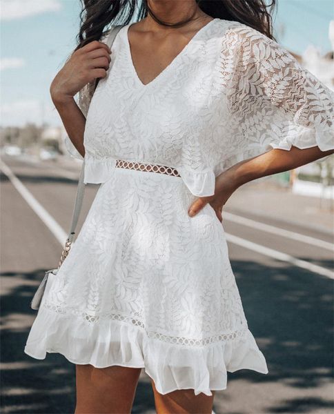 casual dresses women summer v-neck short sleeve dress lace ruffles hollow out floral high waist white pleated 2021, Black;gray
casual dresses women summer v-neck short sleeve dress lace ruffles hollow out floral high waist white pleated 2021, Black;gray