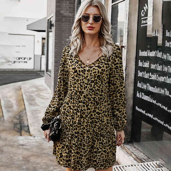 jumpsuit autumn long sleeve casual leopard print women mini v neck loose button es vestidos, Black;white
jumpsuit autumn long sleeve casual leopard print women mini v neck loose button es vestidos, Black;white
