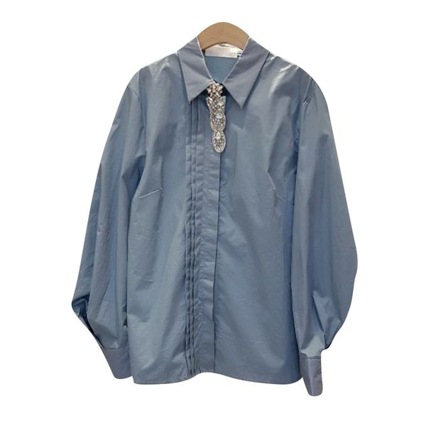 casual simple all match blue blouse women buttoned shirts loose turn-down collar blusas mujer spring long sleeve womens 210514, White
casual simple all match blue blouse women buttoned shirts loose turn-down collar blusas mujer spring long sleeve womens 210514, White