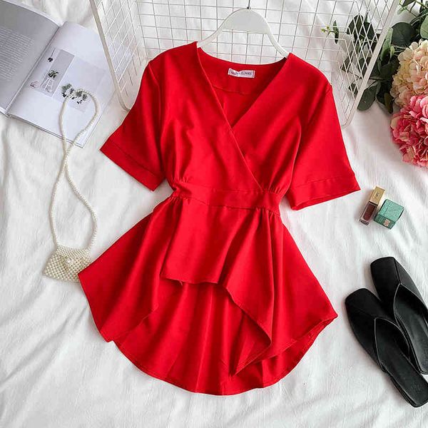 dresses summer women korean style elegant solid blouse v neck short sleeve ruffled hem fitted waist chiffon, Black;gray
dresses summer women korean style elegant solid blouse v neck short sleeve ruffled hem fitted waist chiffon, Black;gray