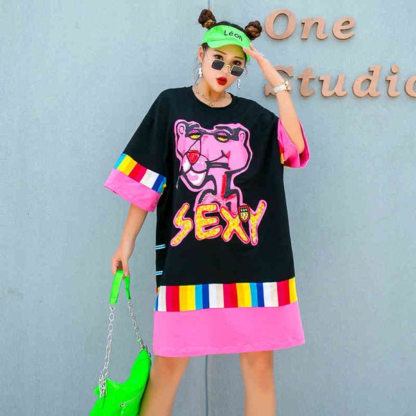 polo thailand tide brand heavy industry sequins cartoon printing color matching t-shirt female mid-length fat mm slim dress, White
polo thailand tide brand heavy industry sequins cartoon printing color matching t-shirt female mid-length fat mm slim dress, White