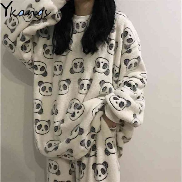 winter warm panda fleece white pajama women autumn black pyjamas with pant female flannel oversize homewear 2pcs suit 210421
winter warm panda fleece white pajama women autumn black pyjamas with pant female flannel oversize homewear 2pcs suit 210421