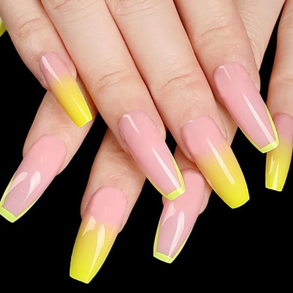 press on nails gradient color long coffin ballerina fake full cover false manicure tools detachable nail art tips, Red;gold
press on nails gradient color long coffin ballerina fake full cover false manicure tools detachable nail art tips, Red;gold