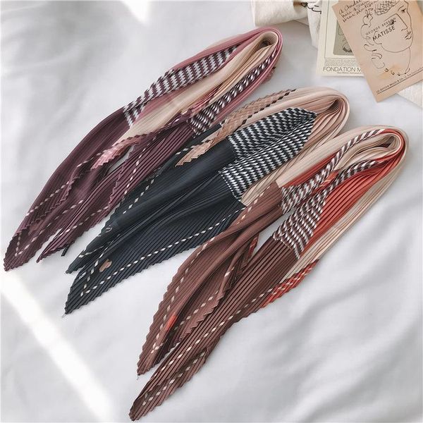 scarves fall women silk scarfs little dots printed neck for ladies pleated hand hair bags decoration handkerchiefs woman, Blue;gray