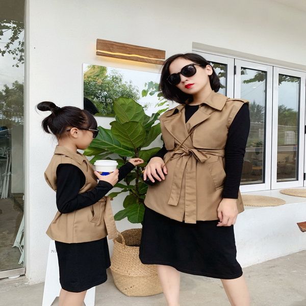 family matching outfits spring mother daughter coffee vest + black long sleeve 2-piece sets british clothes e1002 y32f, Blue
family matching outfits spring mother daughter coffee vest + black long sleeve 2-piece sets british clothes e1002 y32f, Blue