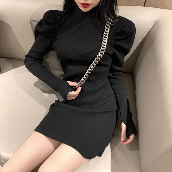 casual dresses slim bodycon dress for women half turtleneck knit black mini woman chic elegant robe puff sleeve vestidos, Black;gray
casual dresses slim bodycon dress for women half turtleneck knit black mini woman chic elegant robe puff sleeve vestidos, Black;gray