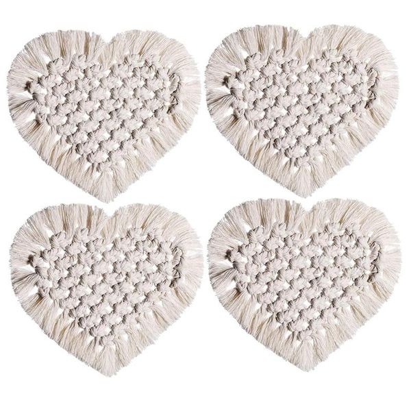 pack handmade cotton boho macrame coasters, love heart shape cup pad non-slip heat resistant table mats greeting cards
pack handmade cotton boho macrame coasters, love heart shape cup pad non-slip heat resistant table mats greeting cards